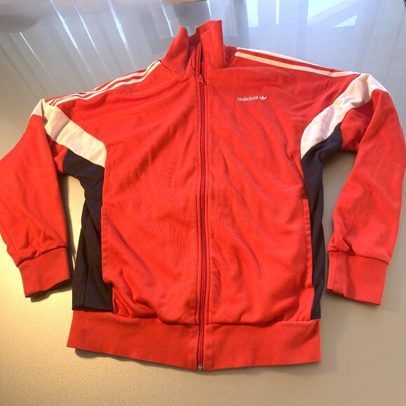 Vintage Men's Adidas Track Coach Jacket Red, White, and Black Size M Medium - Picture 1 of 5